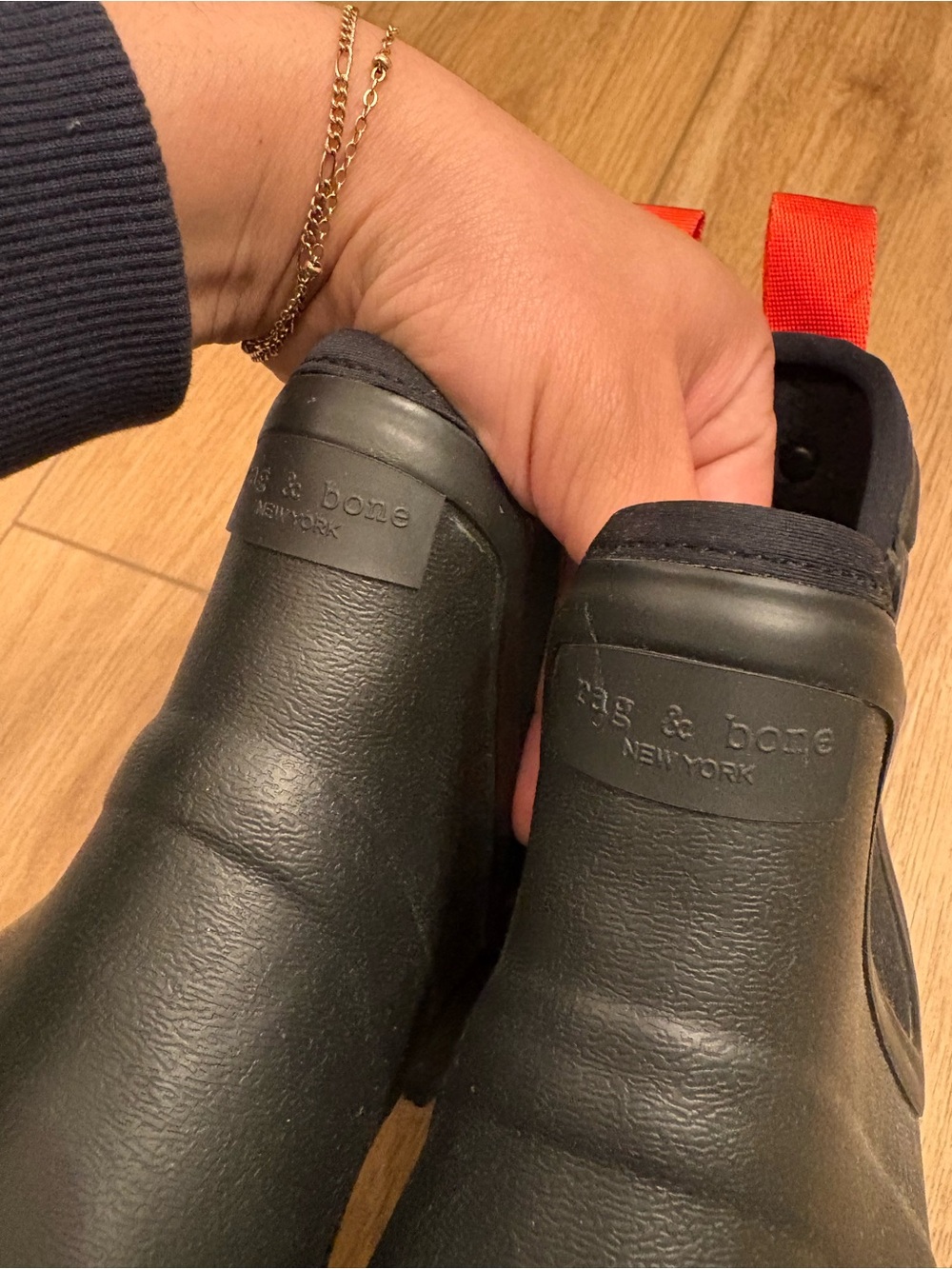 Rag & Bone Women's Dartford Chelsea Rubber Rain Water boots Black Womens size 37 - Picture 2 of 5